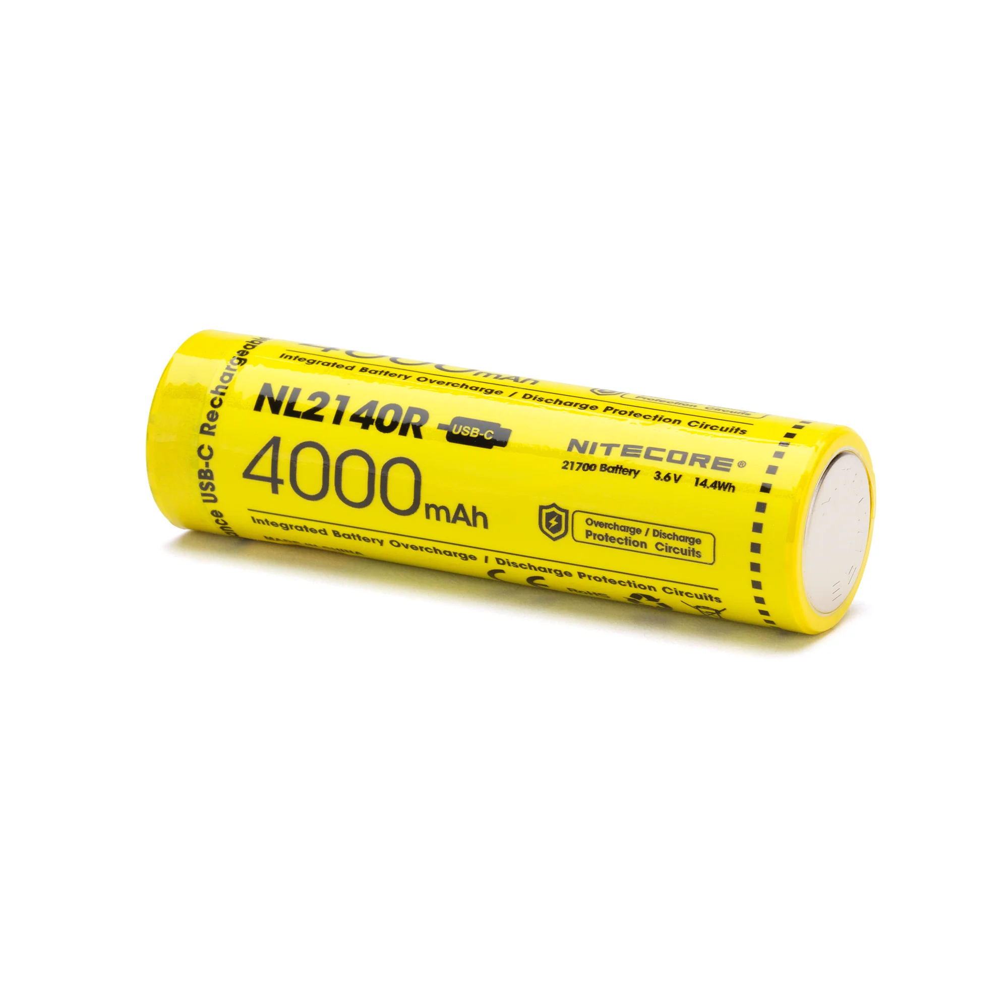 Nitecore NL2140R 21700 4000mAh USB-C Battery - Protected Button Top - Image 3
