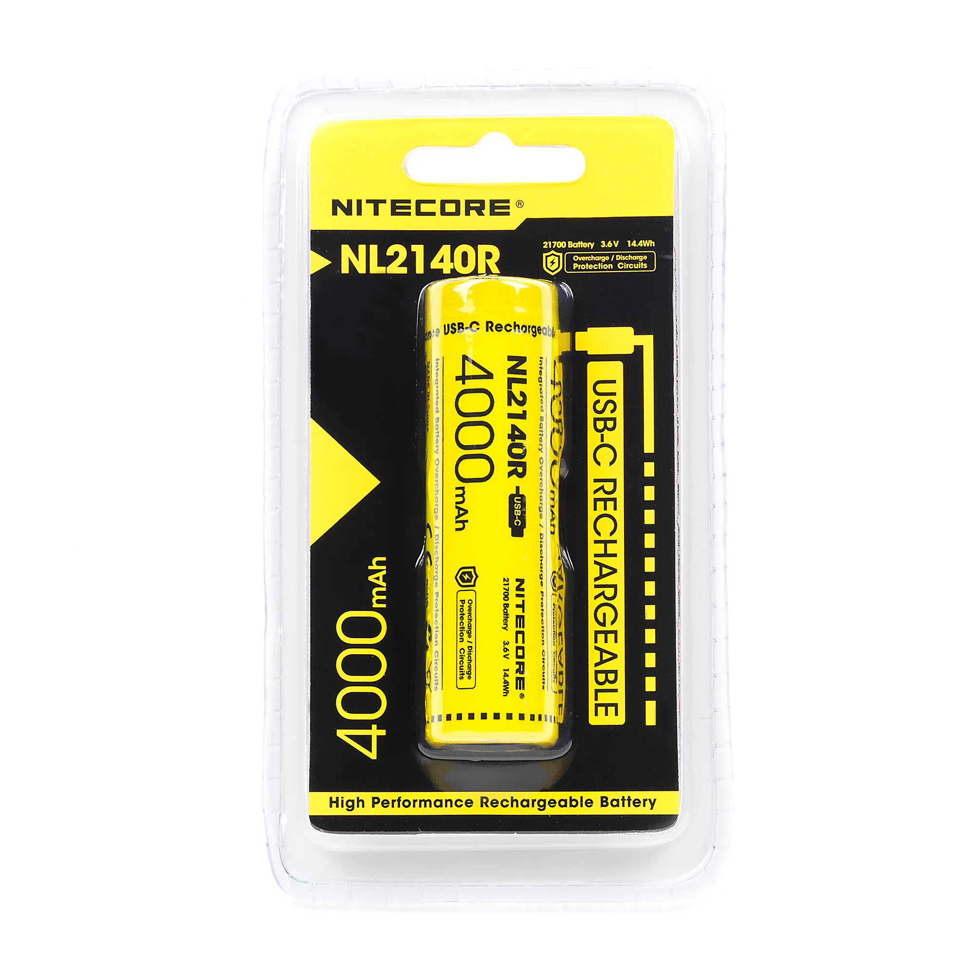 Nitecore NL2140R 21700 4000mAh USB-C Battery - Protected Button Top - Image 4
