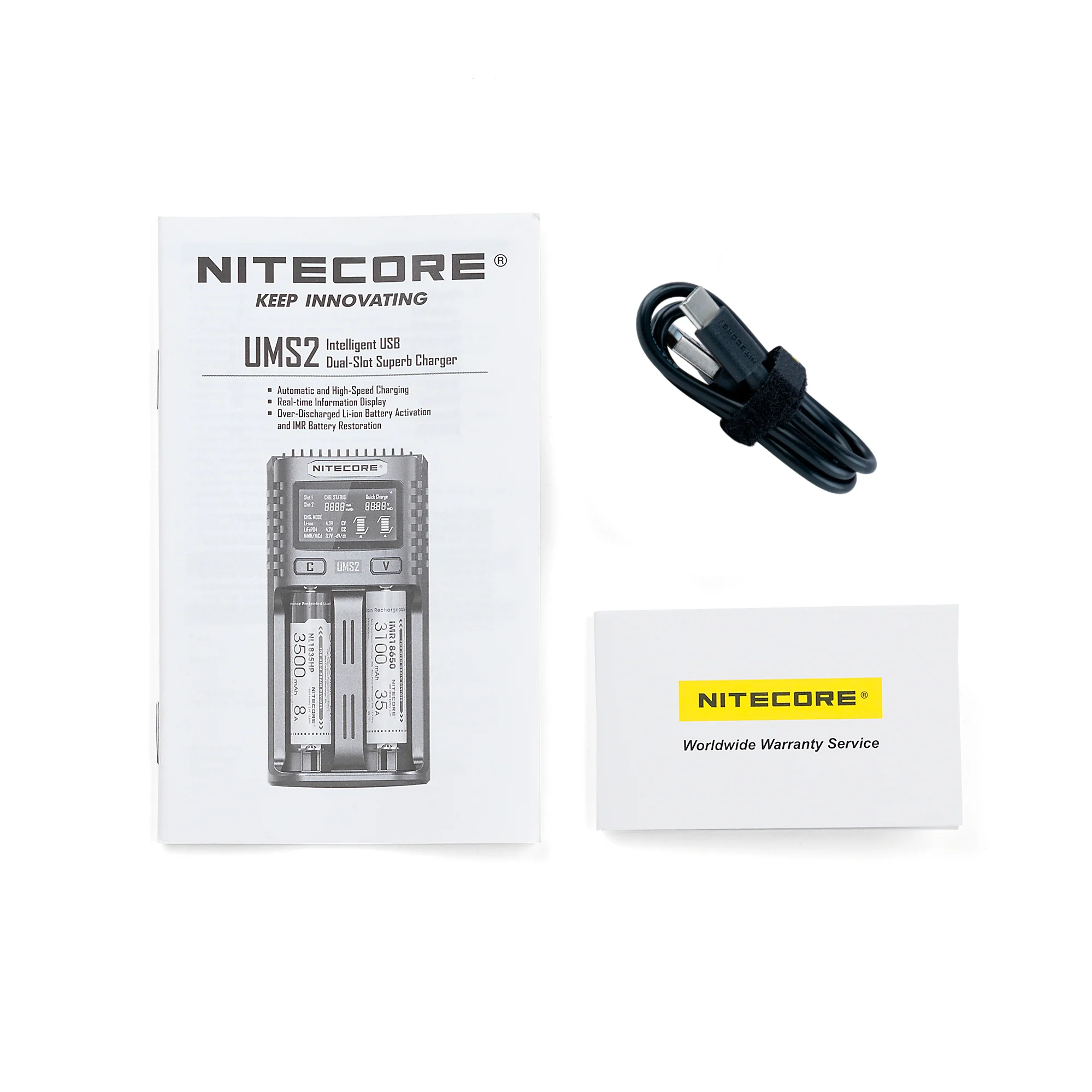 Nitecore UMS2 Dual-Slot USB Fast Charger, for 18650, 21700 batteries - Image 3