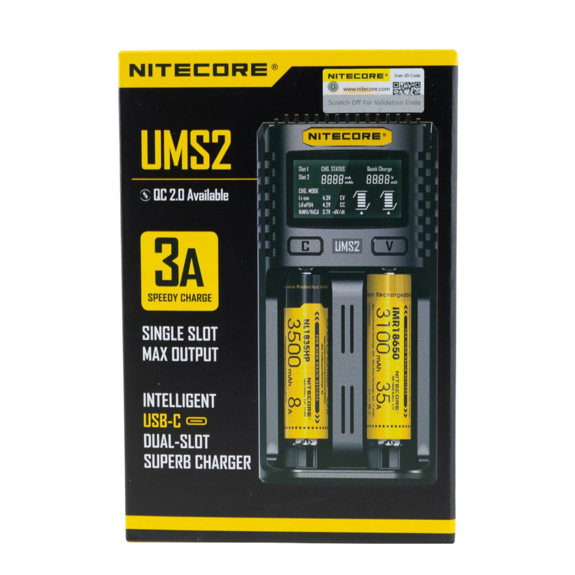 Nitecore UMS2 Dual-Slot USB Fast Charger, for 18650, 21700 batteries - Image 4