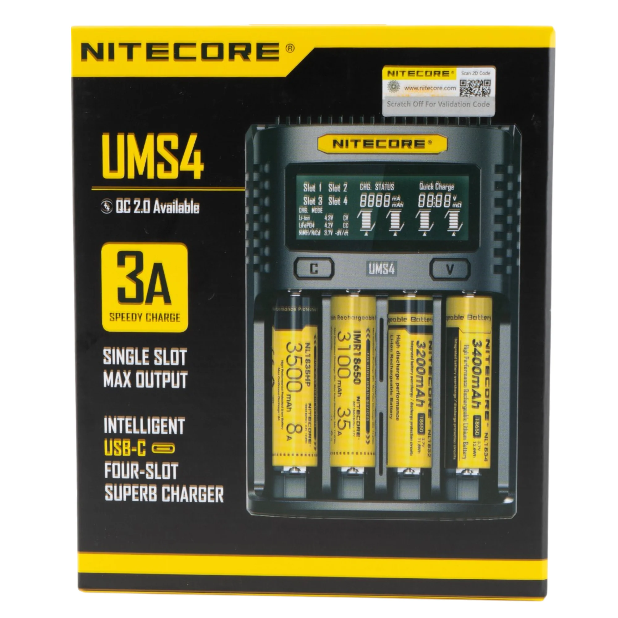 Nitecore UMS4 USB Four-Slot USB Fast Charger, for 18650, 21700 Batteries - Image 4