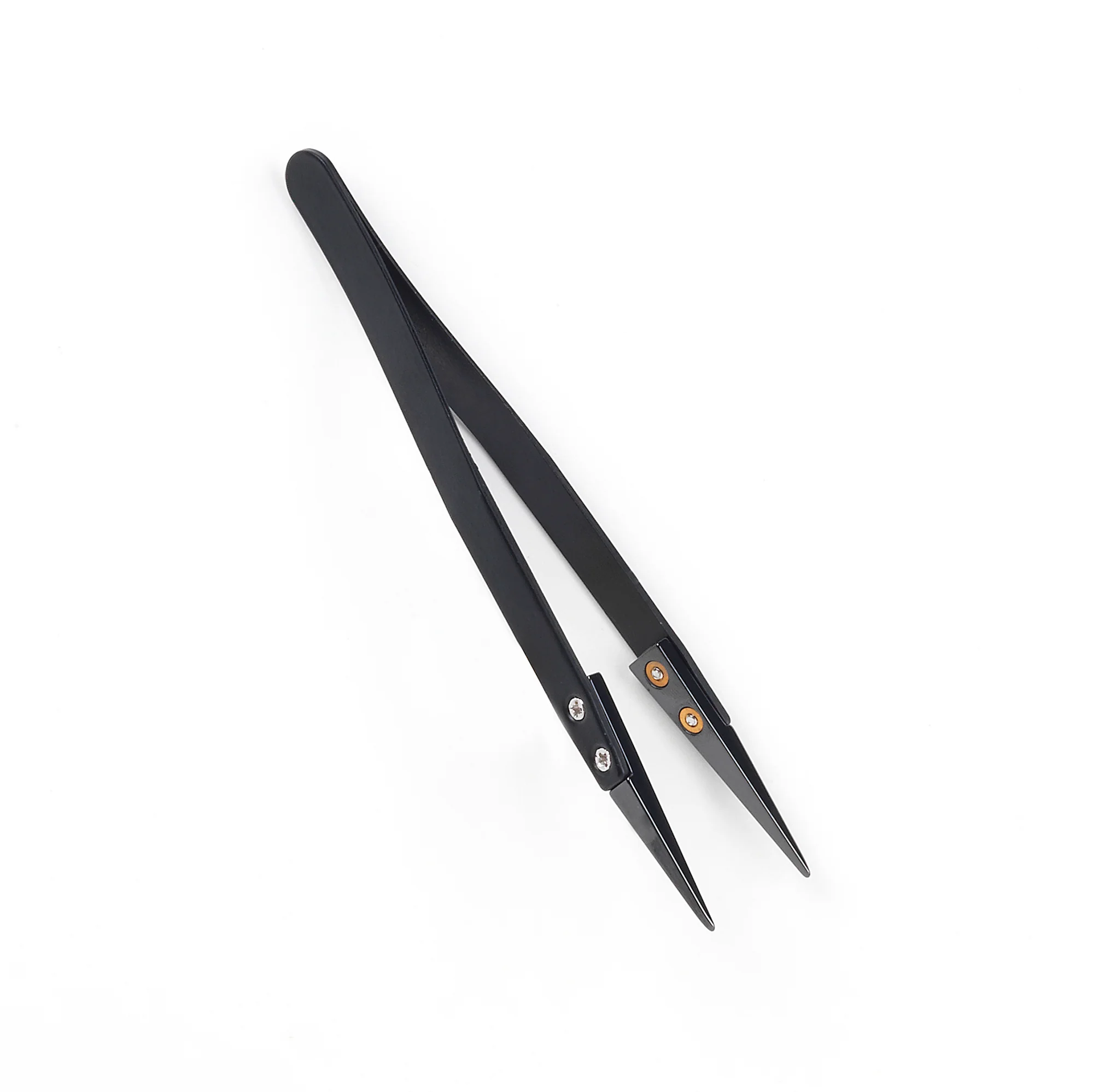Stainless Steel / Ceramic Tweezers - Rounded Black Tips