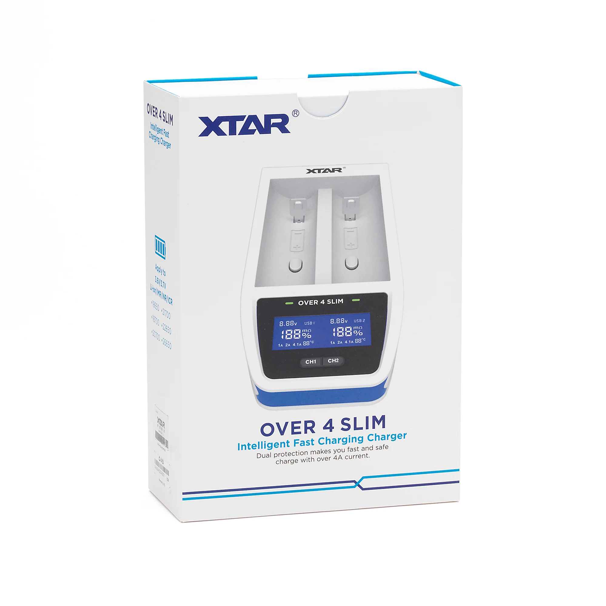 XTAR Over 4 Slim 2 Channel Intelligent Digital Battery Charger - Ultra-Fast - Image 4